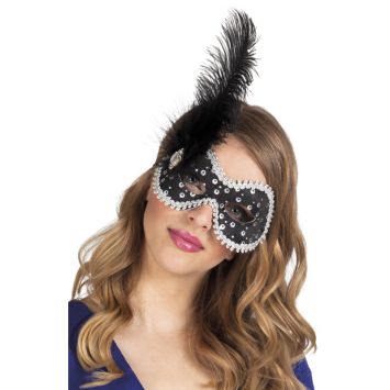 Loup vénitien - Noir & Argenté - Adulte