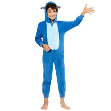 Combinaison pyjama Stitch pour enfant en matière polaire bleu avec capuche à oreilles | jourdefete.com