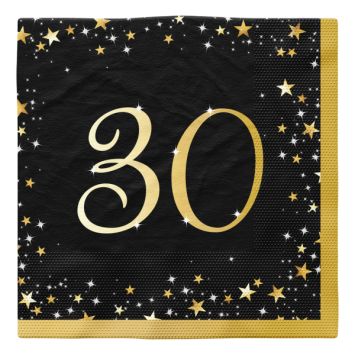 16 serviettes en papier pour anniversaire - 33 x 33 cm - Collection Starlight - Âge au choix