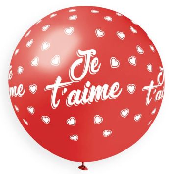 1 ballon géant rouge imprimé je t'aime | jourdefete.com