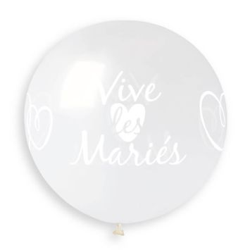 1 ballon géant transparent imprimé " vive les mariés " de 80 cm | jourdefete.com