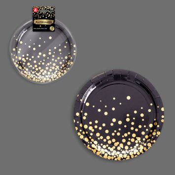 10 assiettes avec pois en carton - Diamètre 18 cm - Couleur au choix