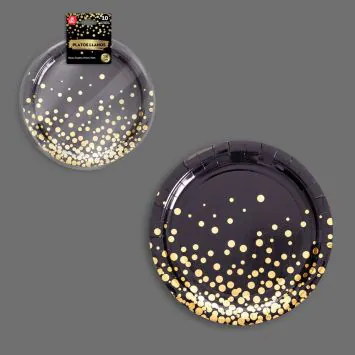 Assiettes en carton blanc et doré de 18 cm pour mariages et anniversaires | jourdefete.com