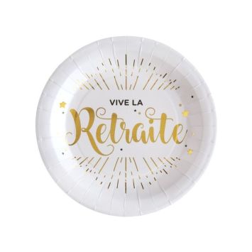 10 Assiettes "Vive la Retraite" - Elégant