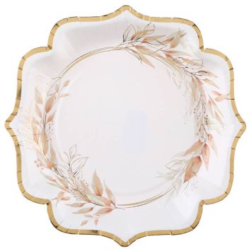 10 assiettes en carton FSC® - 21 x 21 cm - Collection Feuillage - Couleur au choix