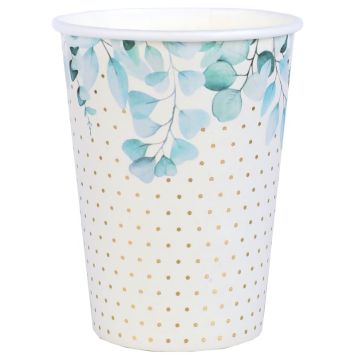 De magnifiques gobelets avec des nuances de végétaux à placer sur la table de baptême de votre enfant | jourdefete.com