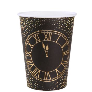 Gobelets Bonne Année Golden Noir 27 cl avec cadran doré et design festif | jourdefete.com