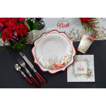 10 assiettes en carton - Noël - Diamètre 22,5 cm - Collection Bouquet d'Hiver