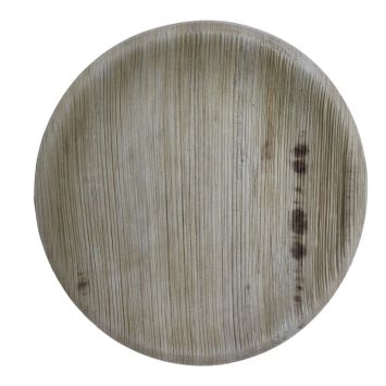 10 assiettes rondes en feuille de palmier - Diamètre 18 cm