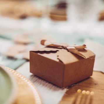 10 Boîtes Festonnées Kraft avec Rubans en Satin - 7 cm