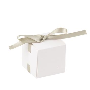 10 contenants blancs avec ruban satiné - 5 x 5 cm - Couleur au choix