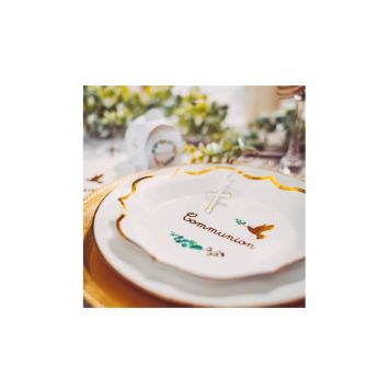 10 Etiquettes en forme de Croix avec ruban satin blanc