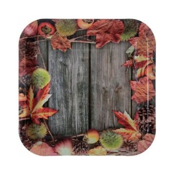10 assiettes en carton - 23 x 23 cm - Automne Orange | jourdefete.com
