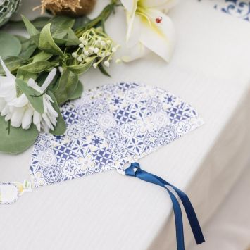 10 éventails avec ruban satiné - 20 x 11,6 cm - Collection Dolce Vita