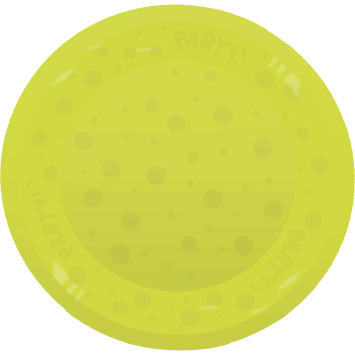 Assiette réutilisable fluo jaune 21 cm avec motif PARTY! | jourdefete.com
