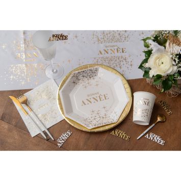 10 gobelets "Bonne Année" en carton - Nouvel An - 270 ml - Collection Bonne Année Pailleté