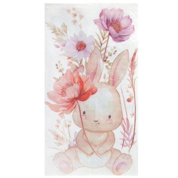 Serviettes en papier Lapinou avec motif floral et lapin mignon | jourdefete.com