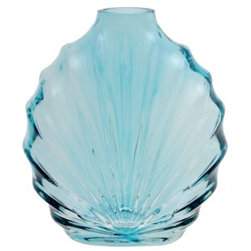 Vase coquillage en verre bleu, décoration marine élégante | jourdefete.com