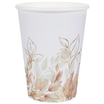 10 gobelets en carton FSC® - 270 ml - Collection Feuillage - Couleur au choix