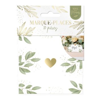 Craquez pour ces jolis marque-places blancs aux motifs de tiges d'oliviers pour votre mariage | jourdefete.com