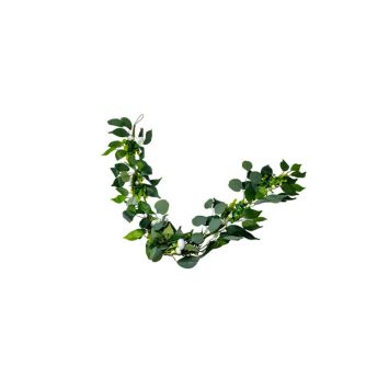 Guirlande de pivoines, de lauriers et d'eucalyptus - 1,40 m - Couleur au choix