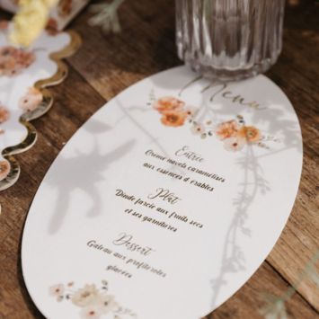 10 menus en papier FSC® - 20 x 13 cm - Collection Peachy