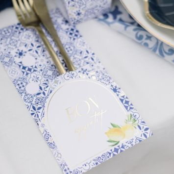 10 porte-couverts "Bon Appétit" en papier - 10 x 20 cm - Collection Dolce Vita