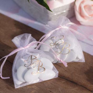 6 Sachets Dragées Rose & Or - Collection BB