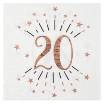 10 Serviettes en papier - Joyeux Anniversaire Etincelant - Rose Gold - Age au Choix