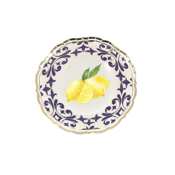 Bols en papier Dolce Vita 13,5 cm citron, bleu roi, jaune et blanc | jourdefete.com