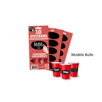 10 Stickers pour gobelets Personnalisables - Modèle au Choix