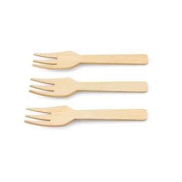 100 Fourchettes Trident en Bambou - 10 cm | jourdefete.com