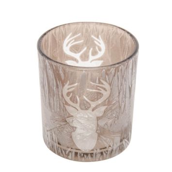 Photophore Noël - Verre - Tête de Cerf Effet Givré