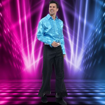 Chemise Disco en satin pour homme - Turquoise - Taille au choix