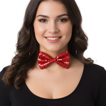 Nœud papillon à sequins en polyester - Couleur au choix