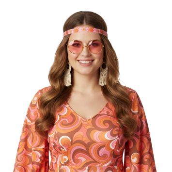 Lunettes Hippie XL verres roses style années 70 | jourdefete.com