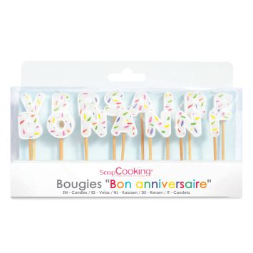 Bougies lettres "Bon anniversaire" multicolores pour gâteau | jourdefete.com