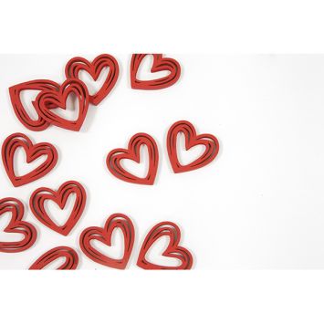 Cœurs en bois rouge x12, déco rustique et romantique | jourdefete.com