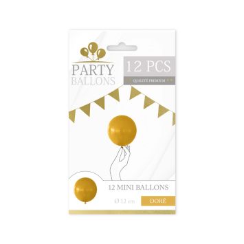 Lot de 12 mini ballons dorés de 12 cm pour décoration de fête | jourdefete.com