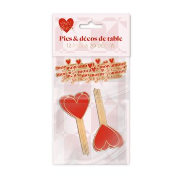 12 pics et 20 décorations de table à parsemer - Saint-Valentin - Collection Chéri Chérie