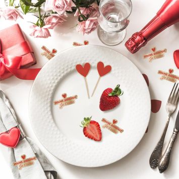 12 pics et 20 décorations de table à parsemer - Saint-Valentin - Collection Chéri Chérie
