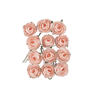 12 renoncules sur tige en papier - 2,5 cm - Couleur au choix