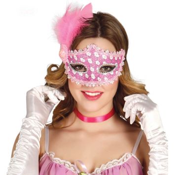 Loup rose avec plume haute