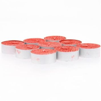 Blister de 9 Bougies Chauffe-Plat Texturées - Paillettes - Rouge