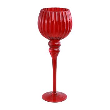 Porte-bougie en forme de calice de Noël en verre - 13 x 35 cm - Couleur au choix