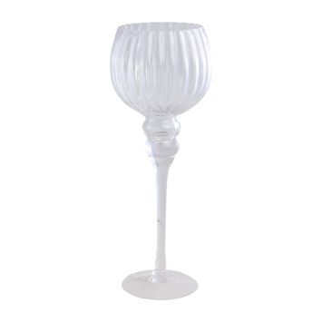 Porte-bougie calice en verre transparent 35 cm pour décoration de Noël | jourdefete.com