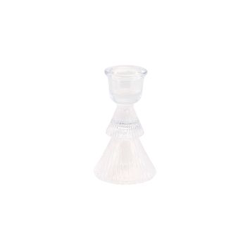 Porte-bougie flambeau en forme de sapin de Noël en verre - 6 x 10 cm - Couleur au choix