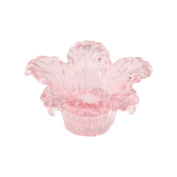 Bougeoir en verre Nymphéa rose pour décoration de mariage, baptême ou communion | jourdefete.com