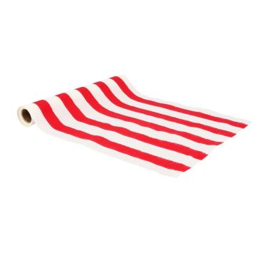 Chemin de table rayé rouge et blanc en rouleau 28 cm x 3 m | jourdefete.com
