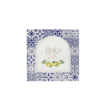 Serviettes en papier Dolce Vita bleu roi, blanc et or | jourdefete.com